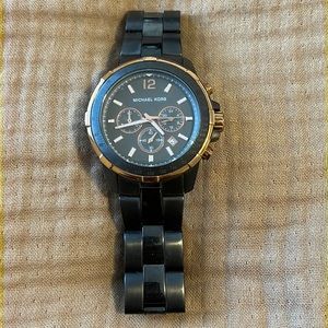 Michael kors gunmetal and rose gold watch